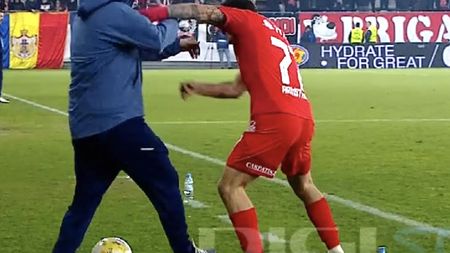 Scandal între Danny Armstrong şi Dorinel Munteanu pe teren. Fotbalistul lui Dinamo l-a împins pe "Neamț" şi fanii au explodat: "Bețivule, bețivule"