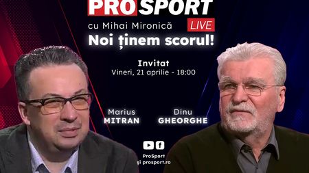 ProSport Live, o nouă ediție pe prosport.ro! Dinu Gheorghe și Marius Mitran fac avancronica etapei din Superliga în care vor fi două derby-uri senzaționale: Farul – CFR și Rapid – FCSB!
