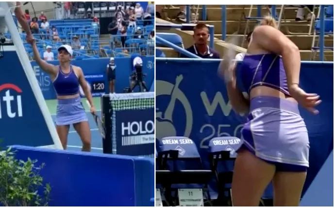 Simona Halep, enervată de mai multe lucruri în semifinala cu Jessica Pegula de la Toronto! Arbitra i-a avertizat pe spectatori după ce românca a dat cu racheta de pământ | VIDEO