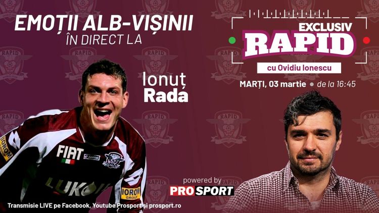 Duminică avem Rapid – Craiova, iar noi vă așteptam la „EXCLUSIV RAPID”, în direct pe YouTube – ProSport, de la ora 16:45!