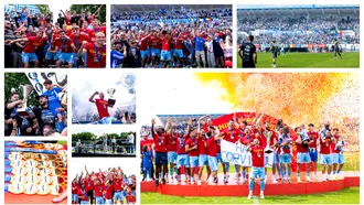 Corvinul, a noua campioană în Liga 2 care primește trofeul competiției! N-a câștigat la ultimul joc oficial disputat pe bătrânul stadion din Hunedoara, dar l-a umplut de bucurie!