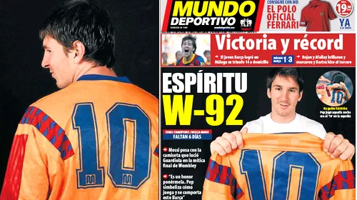 SUPER FOTO** Messi s-a întors în timp! A luat tricoul purtat de Pep Guardiola în finala din 92