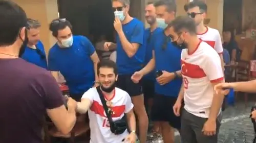 Ce s-a întâmplat în momentul în care fanii italieni s-au întâlnit cu fanii turci în centrul Romei, înainte de meciul de deschidere al EURO 2020 | VIDEO