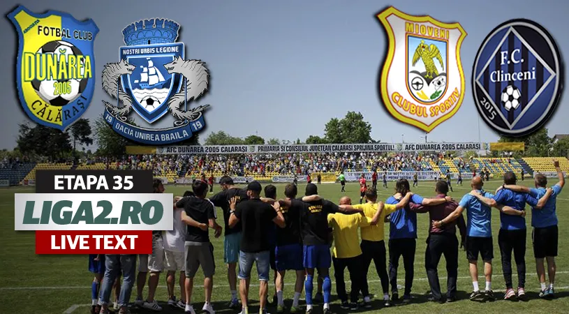 Liderul Dunărea e aproape sigură de locul 1 după victoria cu Brăila. Dacia Unirea a picat pe loc retrogradabil.** CS Mioveni și Clinceni au dat-o la pace
