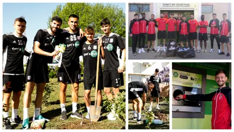 Steaua și CSC Șelimbăr, preocupate de mediul înconjurător! Jucătorii lui Oprița au plantat pomi, cei ai lui Niculescu s-au apucat de reciclat