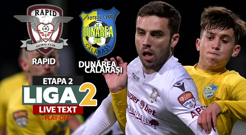 Rapid îi dă tot patru goluri Dunării Călăraşi, primește și unul, dar revine pe locul 1 în play-off-ul Ligii 2. Bud a avut un gol anulat eronat