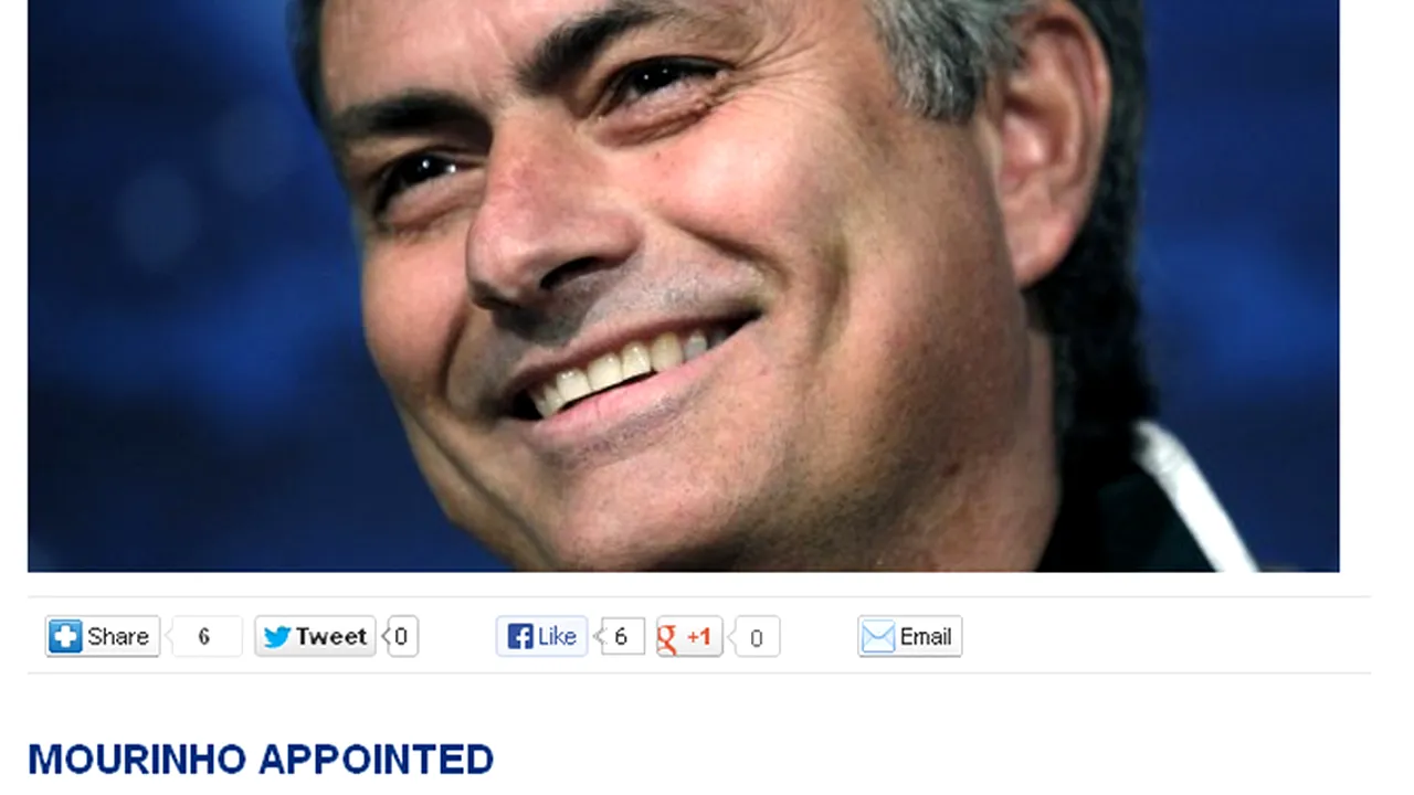 OFICIAL: Mourinho e noul antrenor al lui Chelsea și intră în istoria clubului