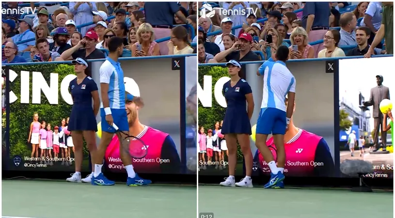 Novak Djokovic i-a trimis pupici unei spectatoare chiar în timpul meciului! Moment savuros la turneul de la Cincinnati | VIDEO