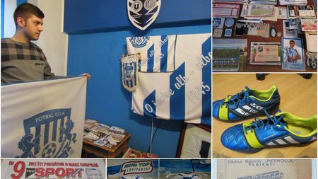 SPECIAL | Muzeul alb-albastru! Un tânăr suporter al Politehnicii Iași și-a transformat camera din apartament într-un veritabil muzeu, cu aproape 1.000 de obiecte colecționate
