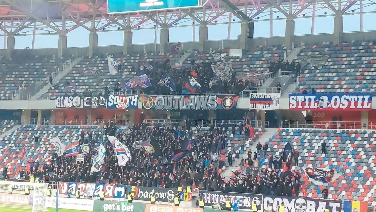 Momente jenante în Ghencea: fanii CSA Steaua, dominați de cei 10 suporteri ai Unirii Dej! Prezență surpriză la tribuna oficială | VIDEO & FOTO