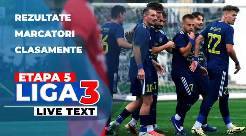 Etapa 5 Liga 3 | ACS CIL Blaj își continuă serie fără greșeală, Agricola Borcea și Sepsi OSK 2 și-au întrerupt-o brusc, cu un eșec. Două echipe au înscris câte 7 goluri, trei au dat câte 6