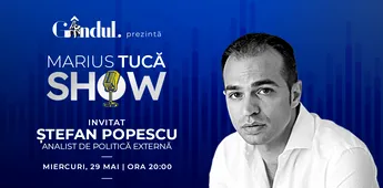 Marius Tucă Show începe miercuri, 29 mai, de la ora 20.00, live pe gândul.ro. Invitat: Ștefan Popescu