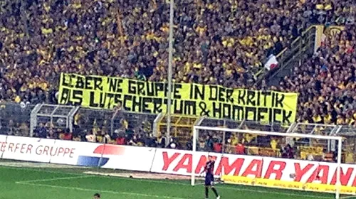 Varianta germană pentru ‘300 de spartani=150 de cupluri’ **Dortmund le dă „ignore” fanilor: 3 ani de interdicție pentru un banner!
