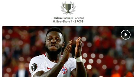 "Bizonul" a impresionat Europa! Gnohere a fost ales jucătorul etapei în Europa League. Câte voturi a strâns