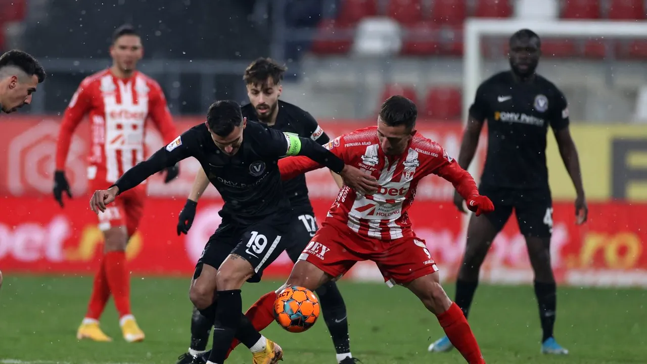 UTA - Viitorul 0-0! Remiză albă pe o ninsoare ca-n povești! Echipa lui Rednic, cu om în minus | VIDEO