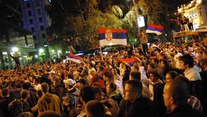 FOTO** Sârbii au ieșit pe străzi pentru a sărbători calificarea