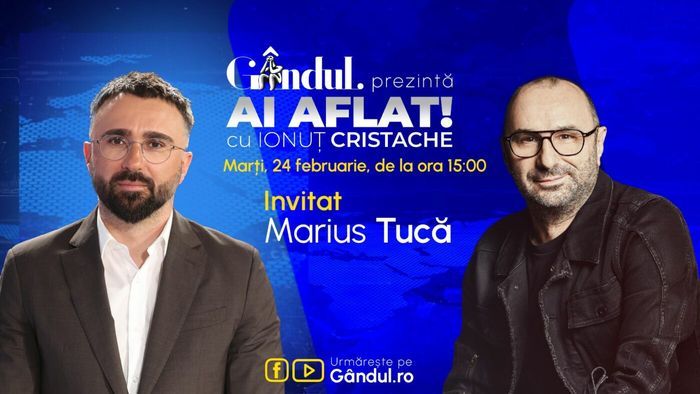 „Ai Aflat! cu Ionuț Cristache” începe marți, 24 februarie, de la ora 15.00, live pe Gândul. Invitat: Marius Tucă