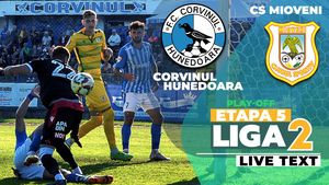 Aplauze pentru finalista Cupei! Corvinul, la nici trei zile după succesul cu FC Voluntari, a executat CS Mioveni în ultima etapă a turului play-off-ului Ligii 2. Lefter i-a apărat penalty-ul lui Mihai Costea