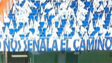 Un banner afișat de madrileni a aruncat în aer spiritele înainte de Real - BarÃ§a!** Catalanii au protestat și mesajul a fost scos de pe stadion