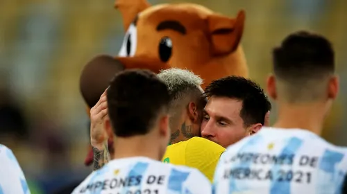 Cel mai frumos moment al finalei Copa America: brazilianul Neymar l-a felicitat pe Leo Messi într-o imagine care va rămâne în istoria fotbalului!