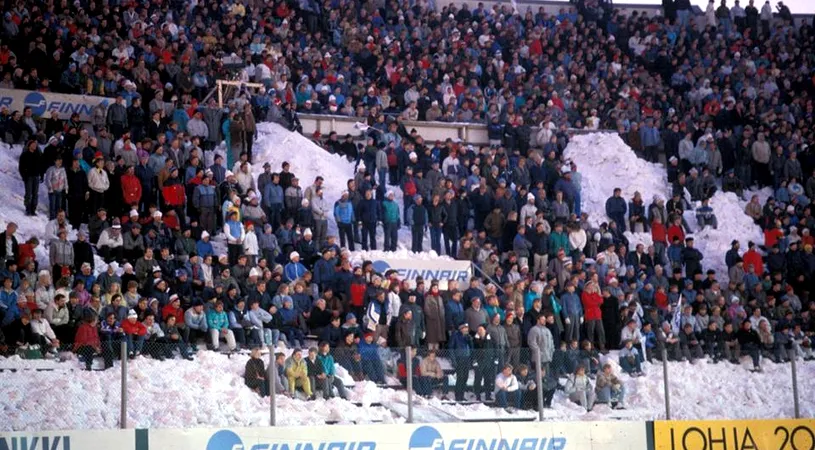 Recordul stabilit de Steaua, în 1986, la Helsinki. FOTO | Tribunele erau acoperite de zăpadă, dar finlandezii au luat cu asalt stadionul. Pițurcă a stricat sărbătoarea națională