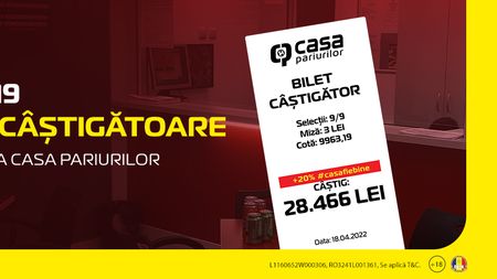 ADVERTORIAL | 9 meciuri, cotă 10.000 și 20% în plus. Un ieșean a “lovit-o” grav la Casa!