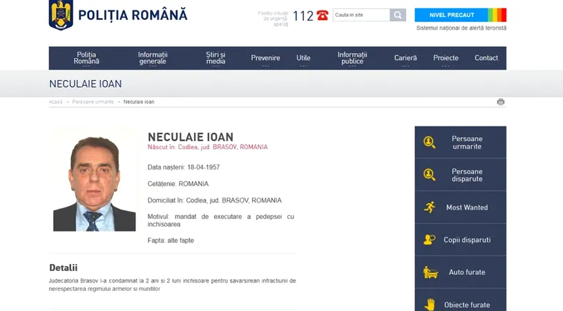 Ioan Neculaie, fostul patron al FC Brașov, dat în urmărire națională după ce a primit o nouă condamnare la închisoare și nu a fost găsit la domiciu!