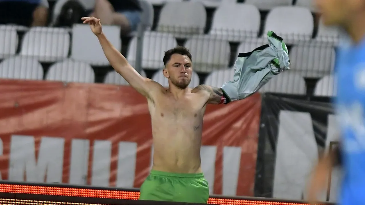 Deian Sorescu a dezvăluit de ce și-a dat tricoul jos după primul gol din Dinamo - FC Voluntari: „Asta mă motivează!”. De ce le-a arătat suporterilor banderola