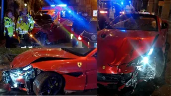 Soția fotbalistului s-a urcat beată la volan și a făcut praf un Ferrari Portofino de 200.000 de euro! Jucătorul a rămas șocat când a văzut ce a rămas din bolidul său de lux