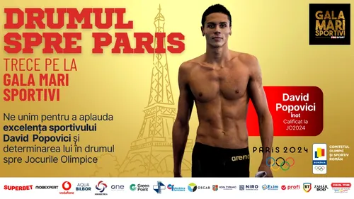 Gala Mari Sportivi ProSport 2023! Campionul David Popovici, speranța natației românești pentru medalii la JO Paris 2024