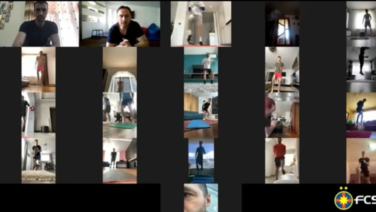 FCSB, antrenament online inedit! Jucătorii s-au ținut de glume. „Drob aveți?” | VIDEO