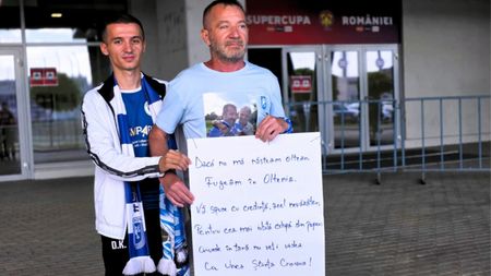 Fără vedere, dar cu iubire pentru Universitatea Craiova. Cel mai emoționant moment de la Supercupa României, surprins de ProSport: „Dacă nu mă nășteam oltean, fugeam în Oltenia”