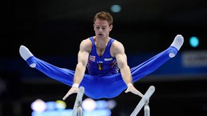 Echipa masculină de gimnastică a României, locul 2 la triunghiularul de la Obersiggenthal