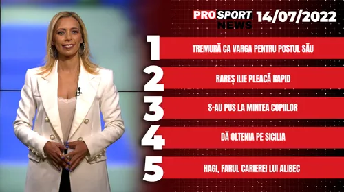 ProSport NEWS | Gică Hagi, Farul carierei lui Denis Alibec. Cele mai importante subiecte ale zilei | VIDEO