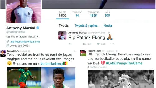 Mesaj tulburător al lui Eto'o după moartea compatriotului său de la Dinamo. Jucători imenși din fotbalul mondial plâng dispariția lui Patrick Ekeng