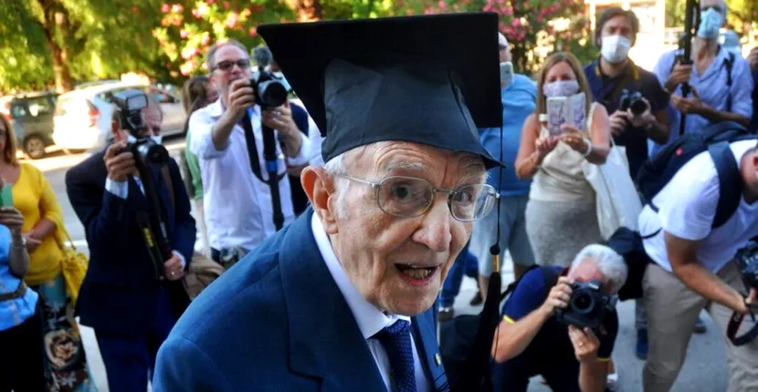 Cel mai vârstnic absolvent de studii universitare din Italia a doborât din nou recordul. A absolvit masterul la 98 de ani