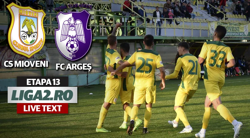 Egal alb în derby-ul Argeșului!** CS Mioveni - FC Argeș 0-0. Până acum, cele două echipe nu remizaseră niciodată