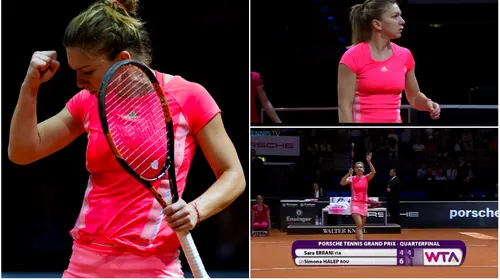 Halep s-a calificat în semifinale la Stuttgart! Distracție pe serviciul lui Errani: 6-4, 6-4. Urmează Caroline Wozniacki
