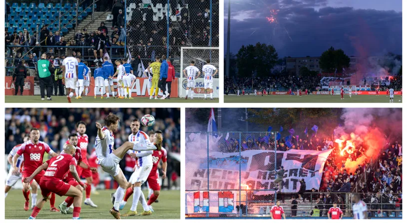 FOTO | Imagini cu atmosfera incendiară de la Galați, unde Dinamo a stricat sărbătoarea promovării. Cristian Sîrghi e convins că SC Oțelul va urca în prima ligă și a explicat motivul eșecului