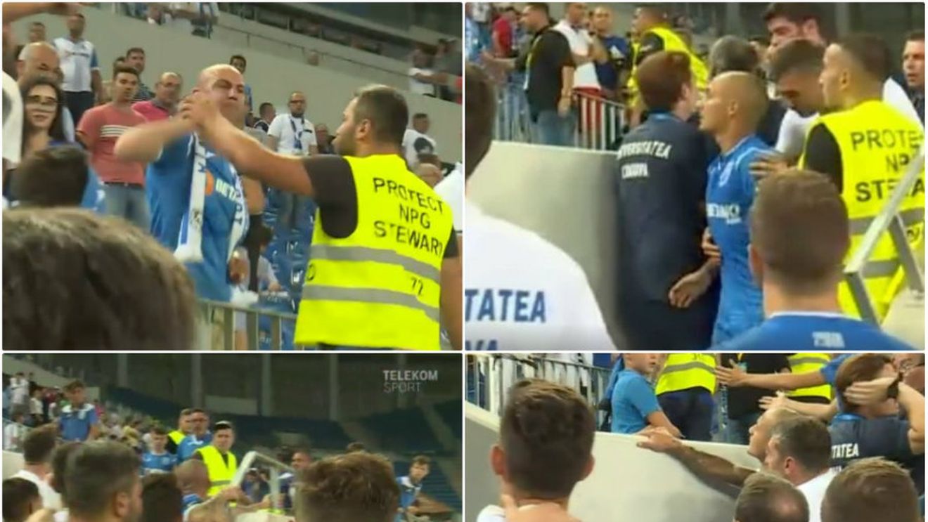 "Pitbull" la 1.71 și 65 de kilograme! VIDEO | Scene ireale la Craiova: Mitriță a sărit să bată un fan, imediat după meciul cu Concordia. Reacția genială a lui Cornel Dinu când l-a văzut "în acțiune"