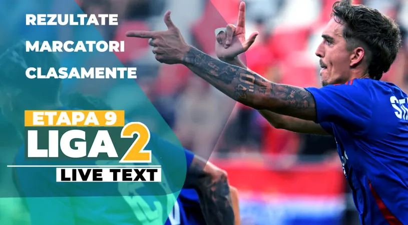 Etapa 9 Liga 2 | Corvinul și Steaua remizează la capătul unui meci spectaculos! Multe goluri în celelalte șapte partide ale zilei