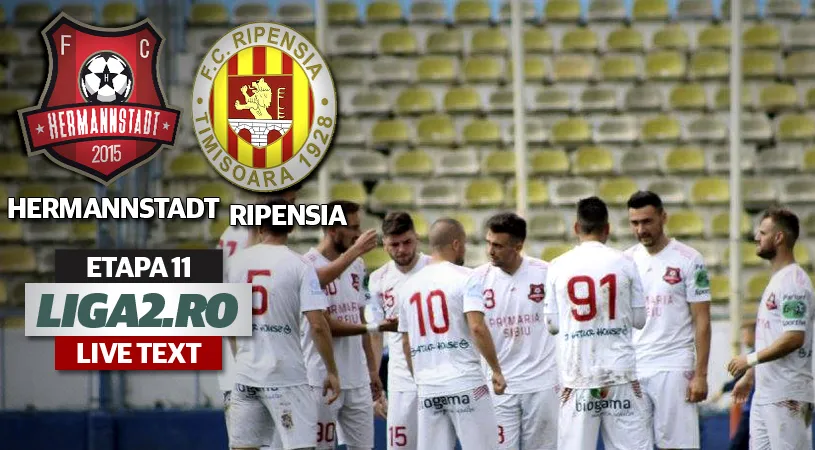 AFC Hermannstadt - Ripensia Timișoara 2-0.** Iulian Popa câștigă duelul cu fratele său Adrian Popa, iar echipa sibiană își menține prima poziție în Liga 2