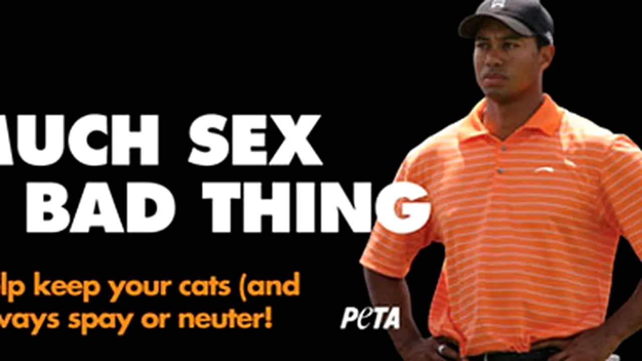 Tiger Woods, imaginea unei campanii care îndeamnă la castrarea animalelor!