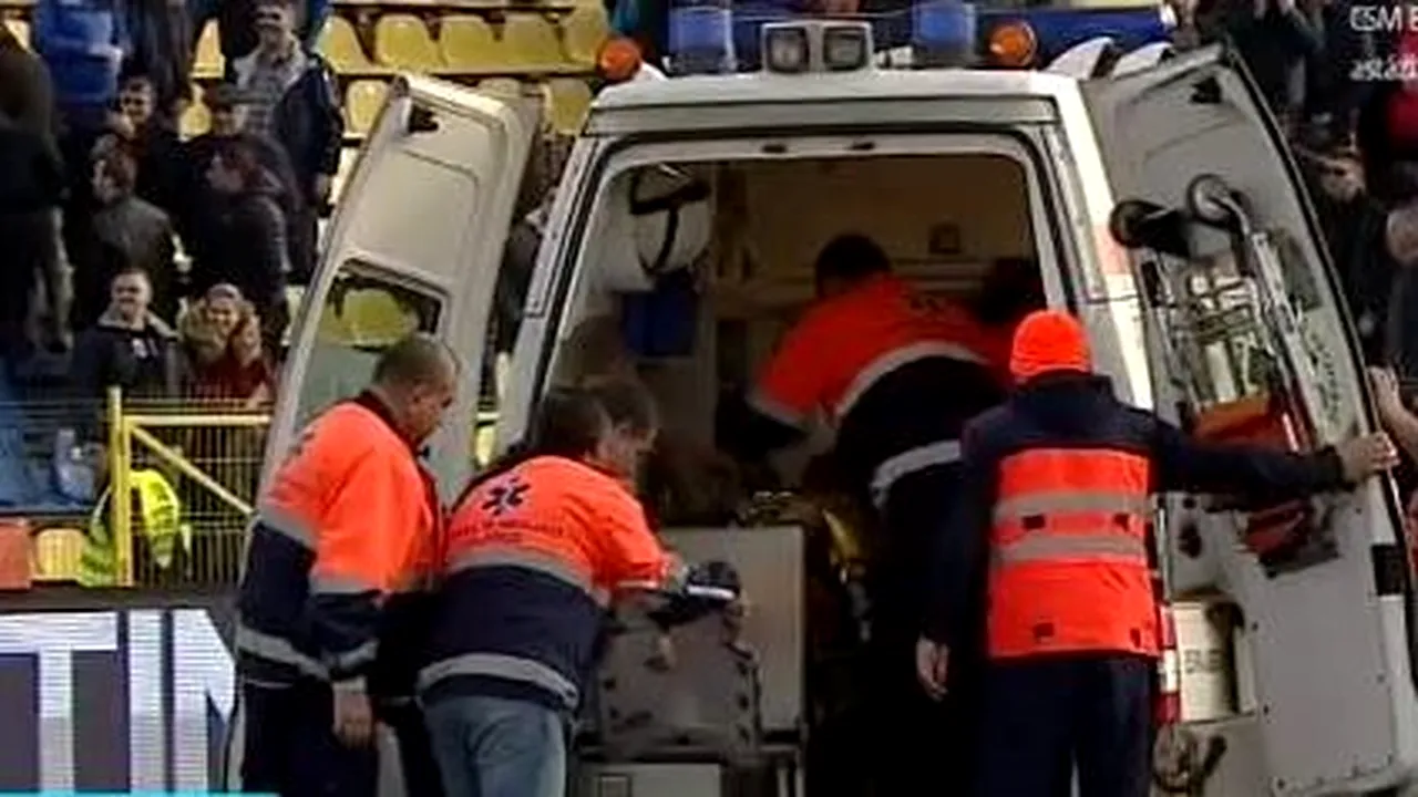 FOTO | A ajuns de urgență la spital, imediat după Dunărea - FCSB 1-1. Imagini dureroase cu fotbalistul accidentat