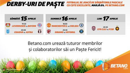 (P) Derby-urile de Paște sunt pe Betano.com