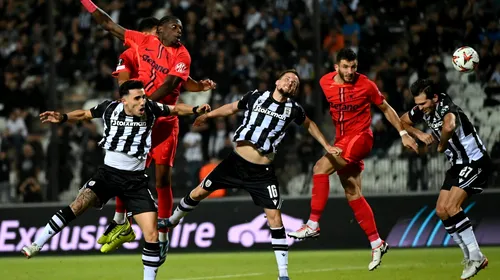 Comoție cerebrală și zece cusături. Diagnostic dur pentru fotbalistul lui PAOK care s-a ciocnit cu portarul în meciul cu FCSB