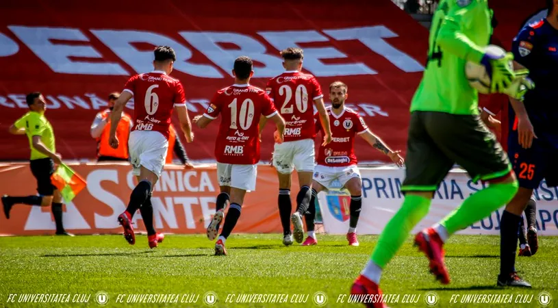Răzbunare amară. ”U” Cluj a învins cu 3-1 Farul, echipa cu care s-a judecat după ”scandalul COVID”