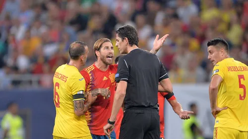 Centralul partidei i-a cerut scuze lui Sergio Ramos pentru cartonașul galben de pe Arena Națională în meciul România – Spania!