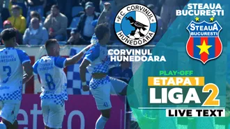 Corvinul se impune la limită în fața Stelei și face încă un pas spre prima ligă. Debut excelent în play-off pentru trupa lui Florin Maxim