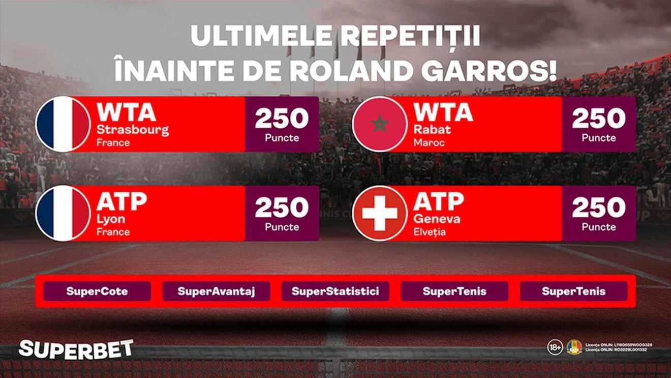 ADVERTORIAL | Patru turnee în trei țări și repetiția finală pentru Roland Garros! Vezi cum arată SuperSăptămâna de Tenis pe Superbet